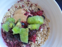 Oatmeal with peanut butter and fruit - another favourite breakfast.